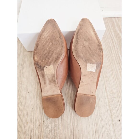 Madewell Remi Brown Mules 7 Slip On Pointed Toe Brown Leather Flats Shoes - Picture 6 of 9